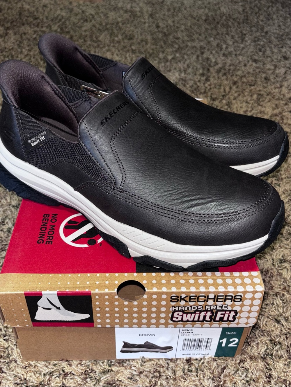 Skechers Izaiah Hands Free Swift Fit Shoes Brown Slip-On Sneakers Men’s Size 12